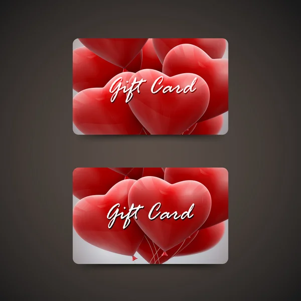 Gift cards with balloon hearts — Stock Vector