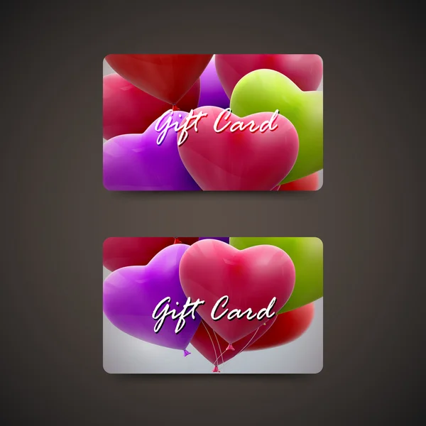 Κάρτες δώρων με μπαλόνι καρδιές — Διανυσματικό Αρχείο
