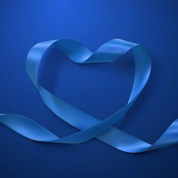 Cuore di nastro blu . — Vettoriale Stock