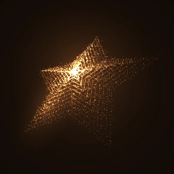 Étoile illuminée 3D en forme de particules brillantes — Image vectorielle