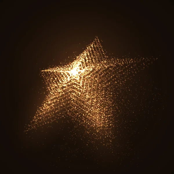 빛나는 입자의 3d 조명된 별 모양 — 스톡 벡터