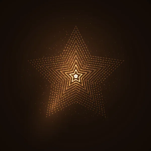 Forma de estrella iluminada 3D de partículas brillantes — Vector de stock