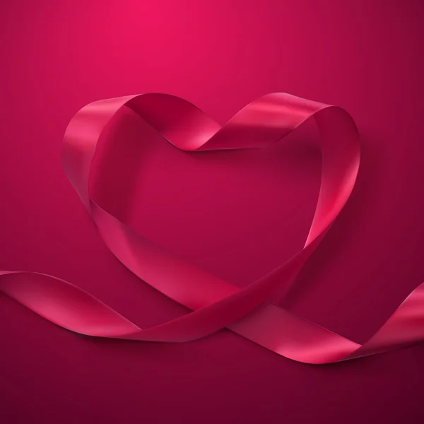 Ruban rose coeur . — Image vectorielle