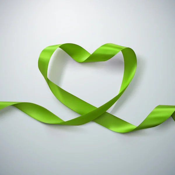 Corazón de cinta verde . — Archivo Imágenes Vectoriales