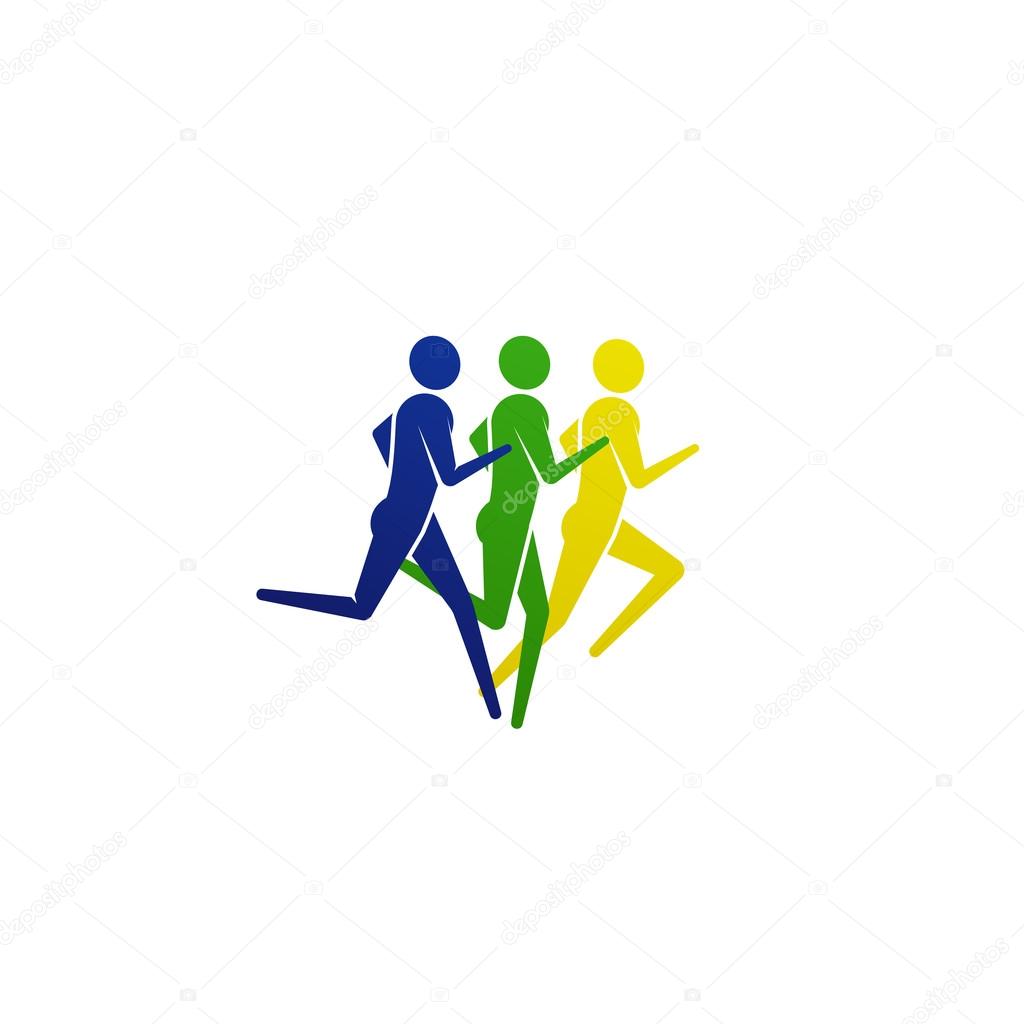 Vector sport illustration of running or jogging people icon. fitness or marathon sign design.