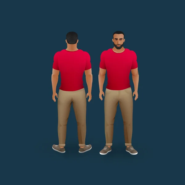 Hommes en pantalon et t-shirt — Image vectorielle