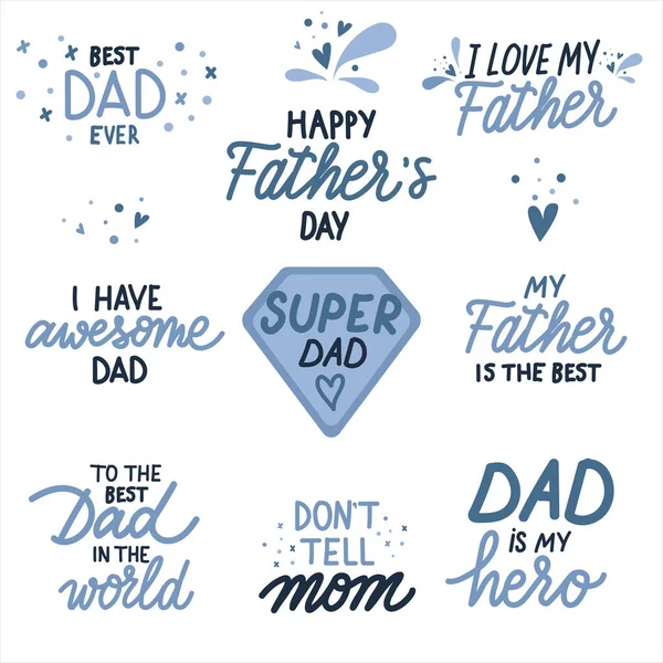 Brieven over vader. Happy Fathers Day hand getekend vector in kinderstijl — Stockvector