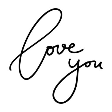 Love You mürekkep fırçası vektör harfleri. Romantik ya da düğün afişi. Modern vektör kaligrafisi. Beyaz arka planda izole edilmiş siyah boya harfleri. Tasarım ögesi, web pankartı, yazdırma.