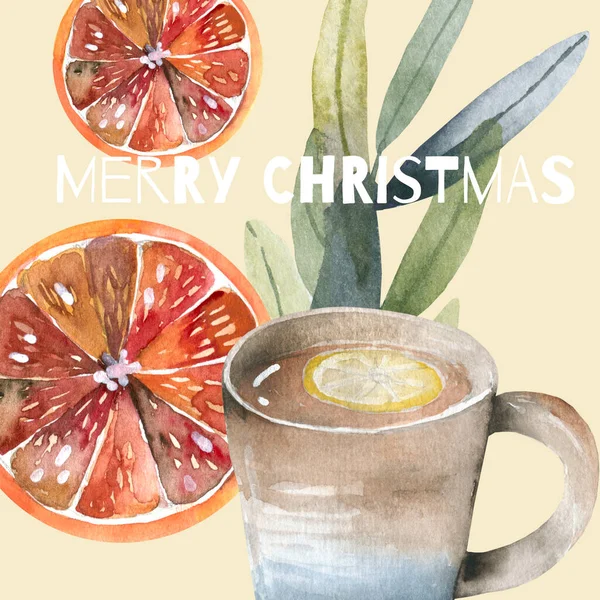 Diseño de tarjetas de Navidad. ilustración acogedor diseño del hogar —  Fotos de Stock