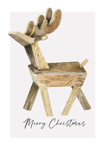 Fond bleu avec rennes Père Noël. Carte tirée à la main. illustration dans un style de croquis. — Photo