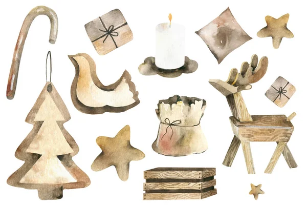 Niedliche Weihnachtsplätzchen Set. Handgezeichnete Lebkuchen Feiertagselement für Druck, Textil, Buch, Postkarte, Aufkleber, Website-Design. — Stockfoto