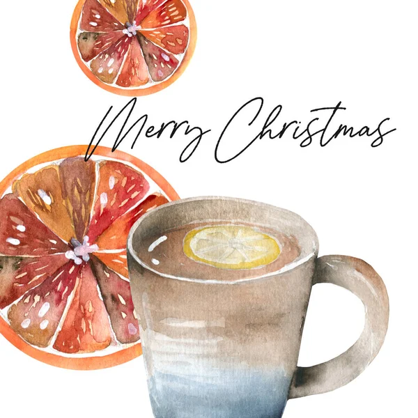 Рождественские открытки шаблон дизайна. Черная чашка кофе с типографическим дизайном и — стоковое фото