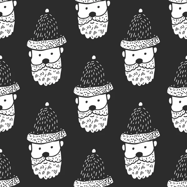 Nahtloses Muster von Nikolausmützen, Schnurrbart, Bärten und Brillen. Grenzenloser Hintergrund kann für Webseiten-Hintergründe verwendet werden — Stockfoto