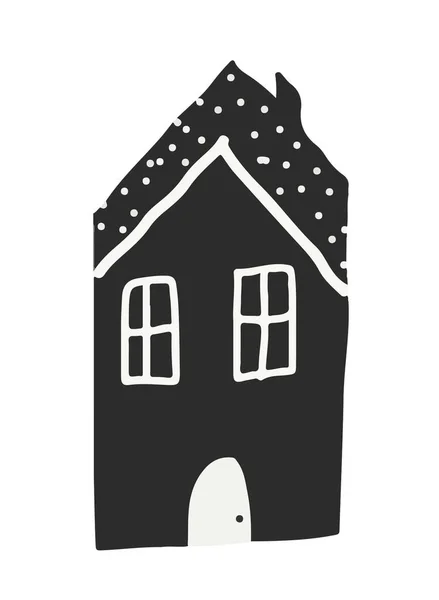 Doodle Skandináv Stílusú Házak Grafikus Készlet Minden Elem Elszigetelt — Stock Fotó