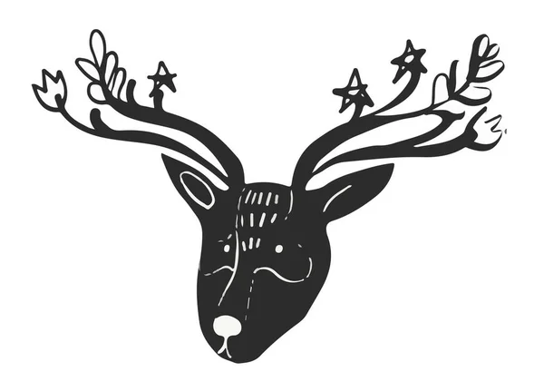 Cervo dettagliato in stile azteco doodle scandinavo — Foto Stock