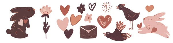 Conjunto de logos dibujados a mano Boho Love. Citas de San Valentín para insignias de estilo bohemio, postales, superposiciones de fotos, tarjetas de felicitación, — Foto de Stock