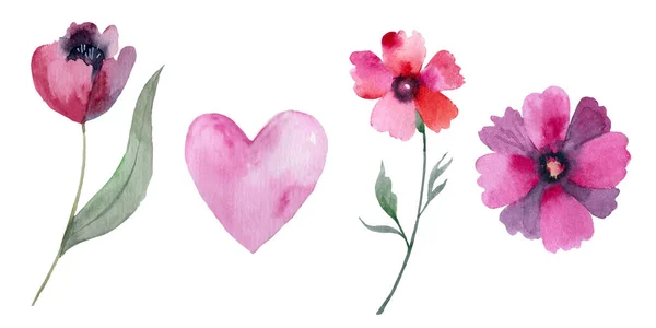 Conjunto de elementos acuarela San Valentín primavera amor colección ilustración x — Foto de Stock