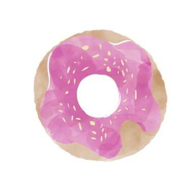 Pembe jöleli çörek ve beyaz arka planda izole edilmiş renkli serpinti..