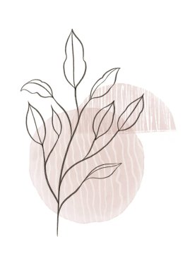 Soyut moda çiçek çizimi, stilize edilmiş İskandinav botaniği