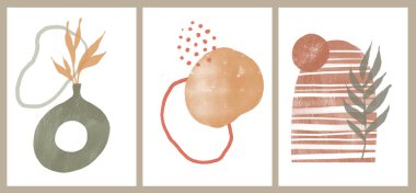 Soyut çağdaş modern moda renkli sanat posterleri.