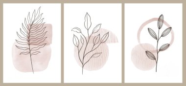 Galeri duvarı 3 basılabilir minimalist baskı seti.