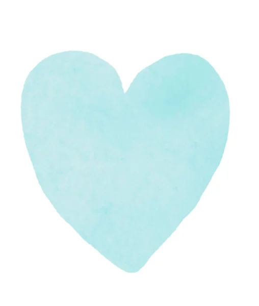 Słodkie niebieskie serduszko na białym tle. Dziecko Prysznic Ilustracja. Piękny pastelowy kolor — Zdjęcie stockowe
