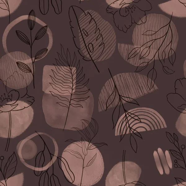 Ручной рисунок эстетической ботанической бесшовной картины для печати, текстиля, дизайна одежды. — стоковое фото