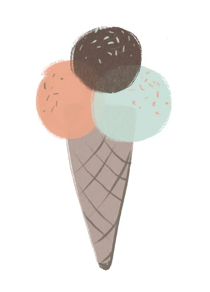 Lindo helado feliz. Estilo escandinavo infantil dulce ilustración aislado en blanco en — Foto de Stock