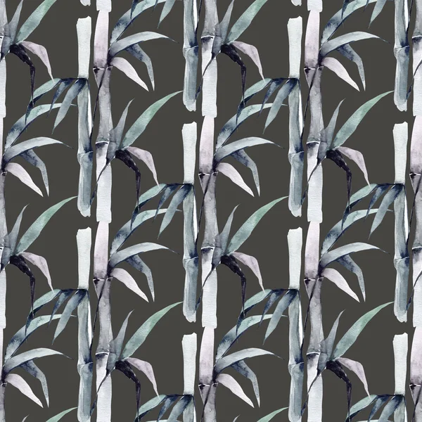 Ručně kreslené lehké bambusové listy načrtnou hladký vzor. Foliage textil — Stock fotografie