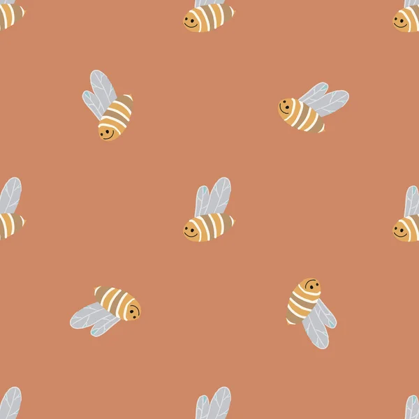 Honey roztomilý včela hmyz léto bezešvé vzor pozadí. — Stock fotografie