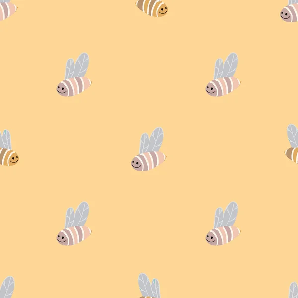 Honey cute bee insect summer seamless pattern background.