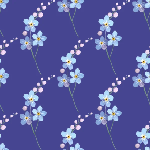 Tapet vintage blå blomma tusensköna mönster. — Stockfoto