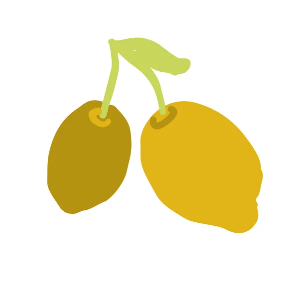 Citronová Roztomilé Ovoce Ikona Izolované Bílém Pozadí Minimální Styl Jednoduché — Stock fotografie