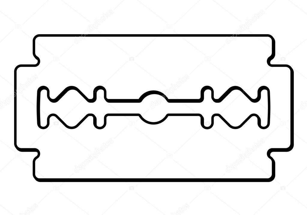 Razor blade silhouette shape, black and white vector illustration isolated on white background