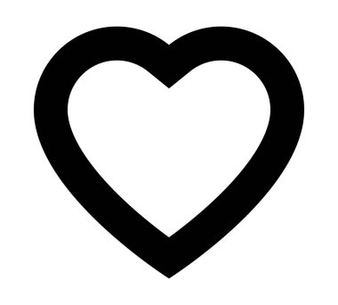 kalp şekli simgesi simgesi, siyah ve beyaz vektör silueti çizimi, beyaz arkaplan