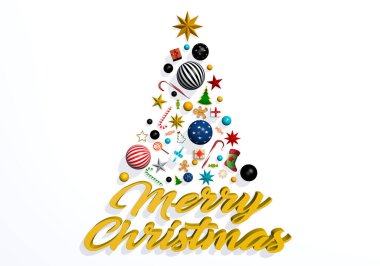 Üç boyutlu Noel tatili konsepti. Güzel Noel arkaplanı