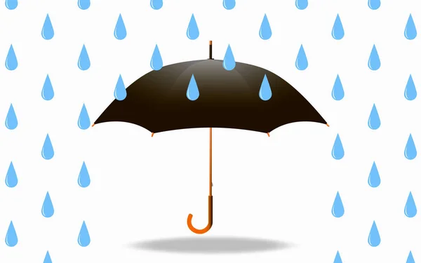 Open Umbrella Raindrops White Background Close Vector Illustration — Stock Vector