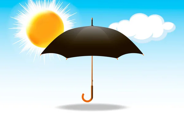 Open Umbrella Backdrop Bright Sun Close Sunny Day Vector Illustration — Stock Vector