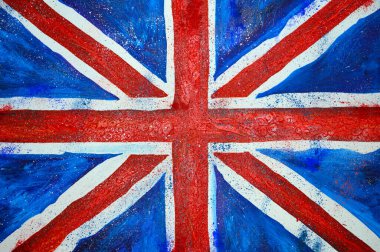 Yağlı boyalarla boyanmış Büyük Britanya bayrağı
