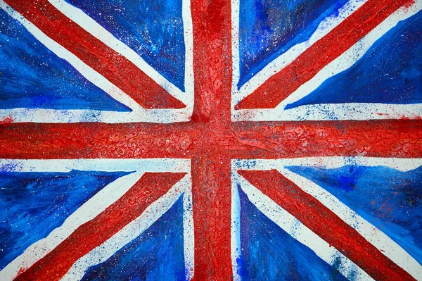 Bandera Gran Bretaña Pintada Con Pinturas Óleo Cerca —  Fotos de Stock