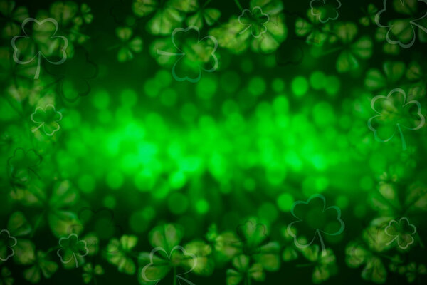 Blurred background with fern leaves close up. St.Patrick 's Day