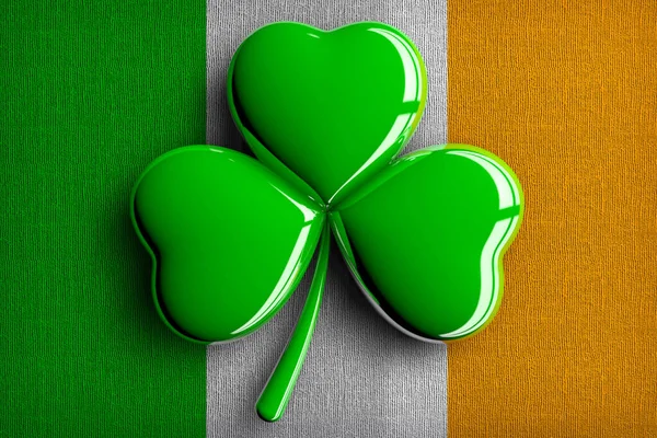 Darstellung Eines Shamrock Kleeblattes Vor Dem Hintergrund Der Irischen Flagge — Stockfoto