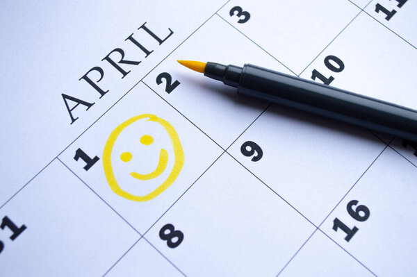 Date April Circled Calendar Close April Fool Day Stock Photo