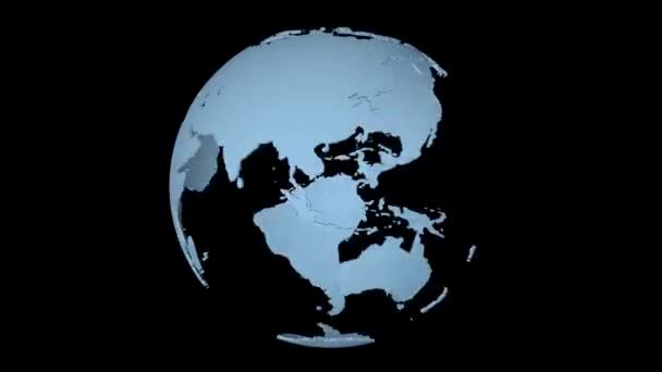 黑色背景下数字行星地球的4K视频飞掠 — 图库视频影像