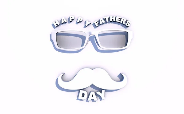 3Dレンダリング父の日 詳細は白で眼鏡と口ひげ — ストック写真