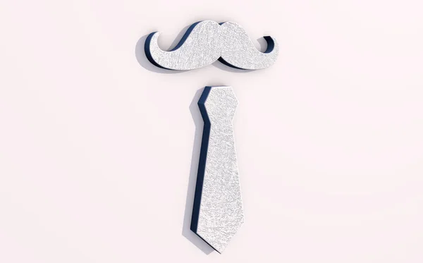 3D说明父亲节 白胡子和领带的细节 — 图库照片
