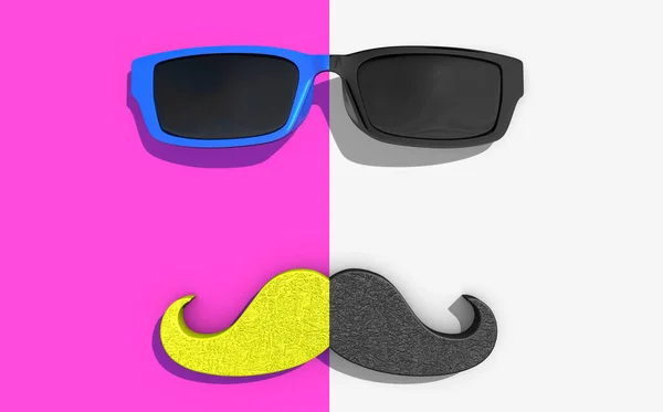Ilustração Dia Pai Mustache Óculos Sol Cores Vibrantes Perto — Fotografia de Stock