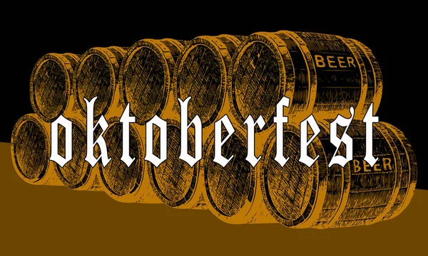Oktoberfest Barriles Cerveza Blanco Negro —  Fotos de Stock