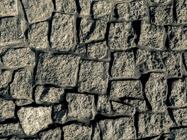 Graue Steinmauer Mit Verschieden Großen Steinen Modernes Abstellgleis Großaufnahme — Stockfoto