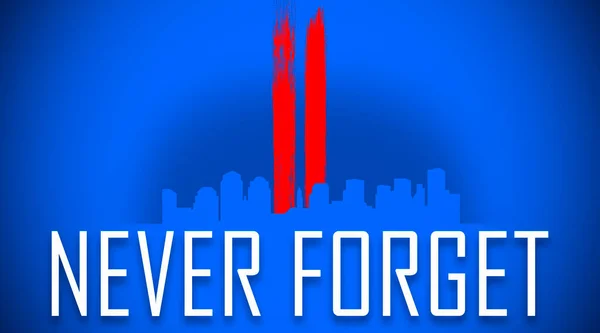 Usa Never Forget Septiembre 2001 Torres Gemelas Wtc Rascacielos Sillhouette —  Fotos de Stock